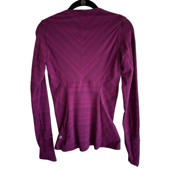 Lululemon Kanto Catch Me Long Sleeve Kanto Stripe Regal Plum Naval Blue, Size 4 - Picture 8 of 11